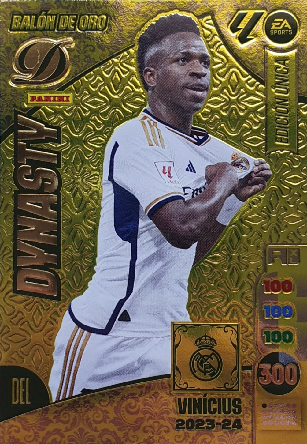 Panini Adrenalyn XL La Liga 2024/2025 - #DY/15 - Vinicius - 2023-24 - Real Madrid - Dynasty - Balón de Oro - Edición Única