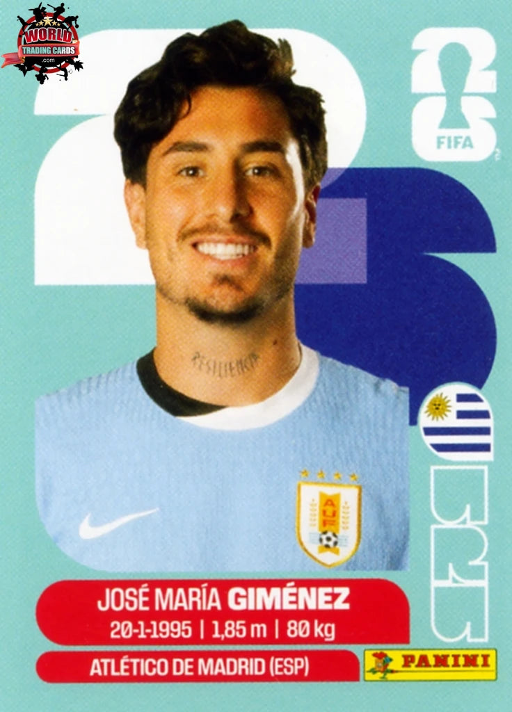 #URU005 | Panini | Fifa World Cup Stickers | 2026 | José María Giménez | Uruguay | Base - International version