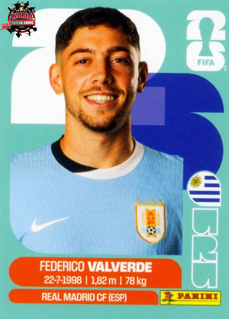 #URU010 | Panini | Fifa World Cup Stickers | 2026 | Federico Valverde | Uruguay | Base - International version