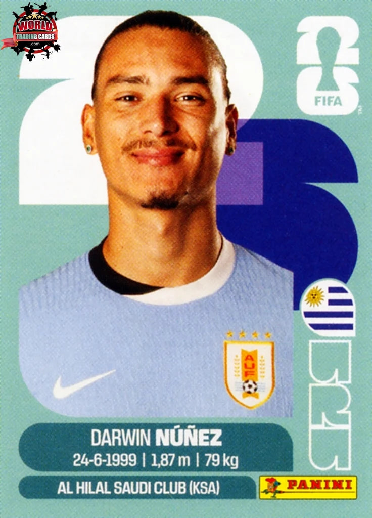 #URU017 | Panini | Fifa World Cup Stickers | 2026 | Darwin Núñez | Uruguay | Base - International version
