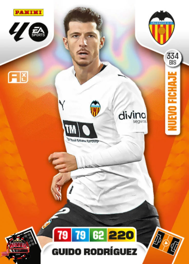#334 Bis | Adrenalyn XL | La Liga | 2025-2026 | Guido Rodríguez  | Valencia CF | Nuevo Fichaje
