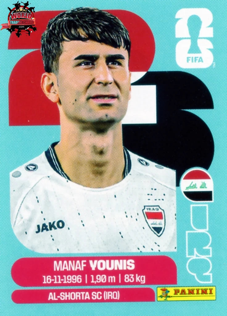 #IRQ008 | Panini | Fifa World Cup Stickers | 2026 | Manaf Younis | Iraq | Base - International version