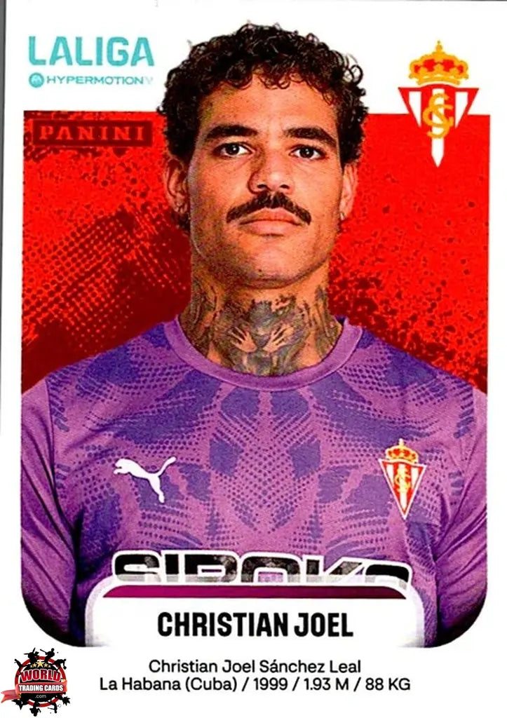 Cromo Trading Card Fútbol-Christian Joel-Real Sporting de Gijón-Panini La Liga HypermotionV 2025-2026-366-Basico
