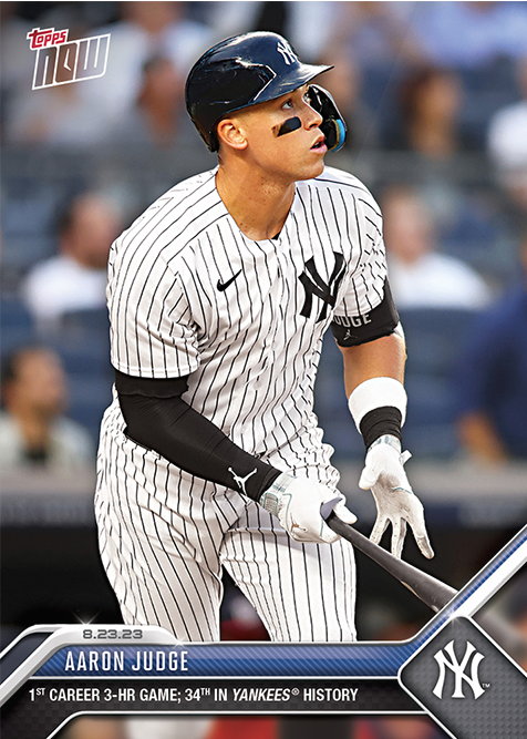 Aaron Judge - 2023 - Topps Now MLB - #754 - Yankees - 1st Run 3 - HR Game 34Th in Yankees History - World Trading Cards - Baseball Card - RAW Card