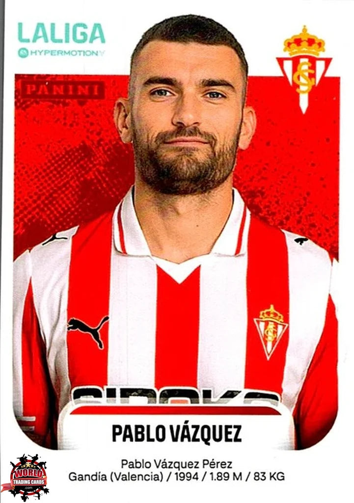 Cromo Trading Card Fútbol-Pablo Vázquez-Real Sporting de Gijón-Panini La Liga HypermotionV 2025-2026-369-Basico