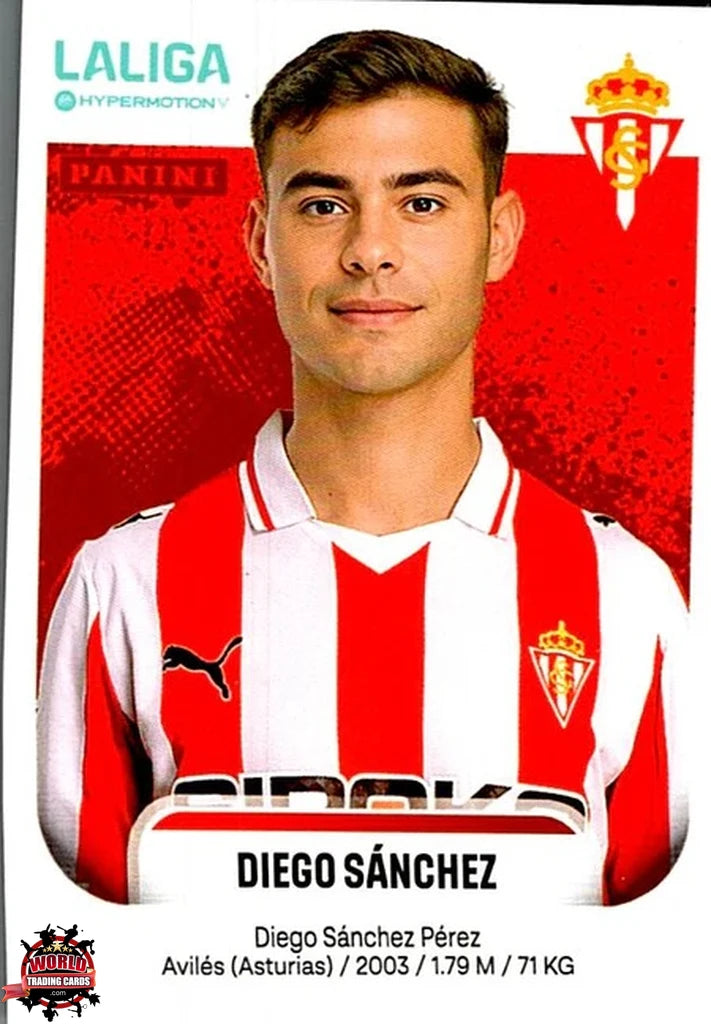 Cromo Trading Card Fútbol-Diego Sánchez-Real Sporting de Gijón-Panini La Liga HypermotionV 2025-2026-371-Basico