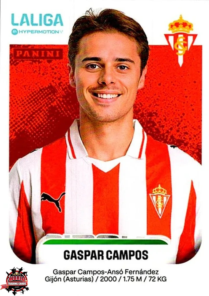 Cromo Trading Card Fútbol-Gaspar Campos-Real Sporting de Gijón-Panini La Liga HypermotionV 2025-2026-377-Basico