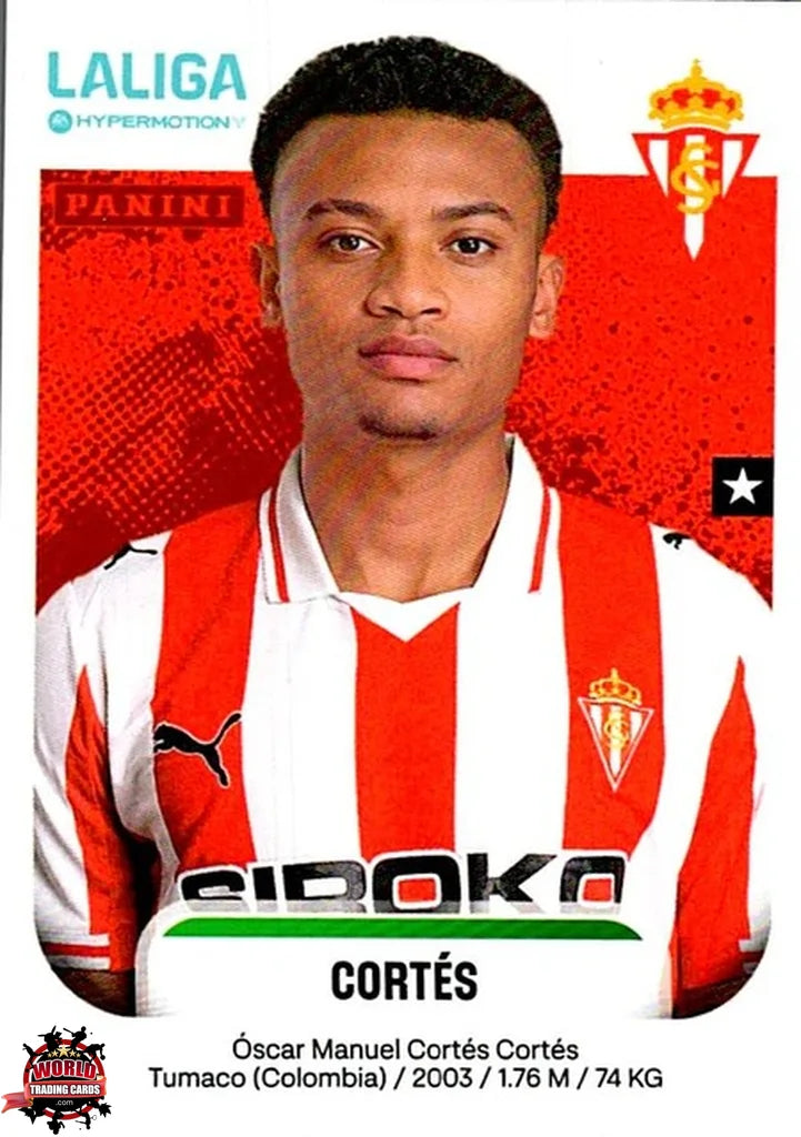 Cromo Trading Card Fútbol-Cortés-Real Sporting de Gijón-Panini La Liga HypermotionV 2025-2026-378-Basico