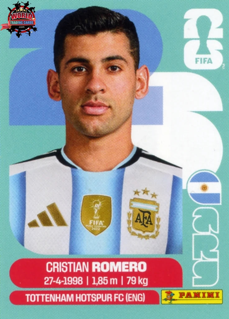 #ARG004 | Panini | Fifa World Cup Stickers | 2026 | Cristian Romero | Argentina | Base