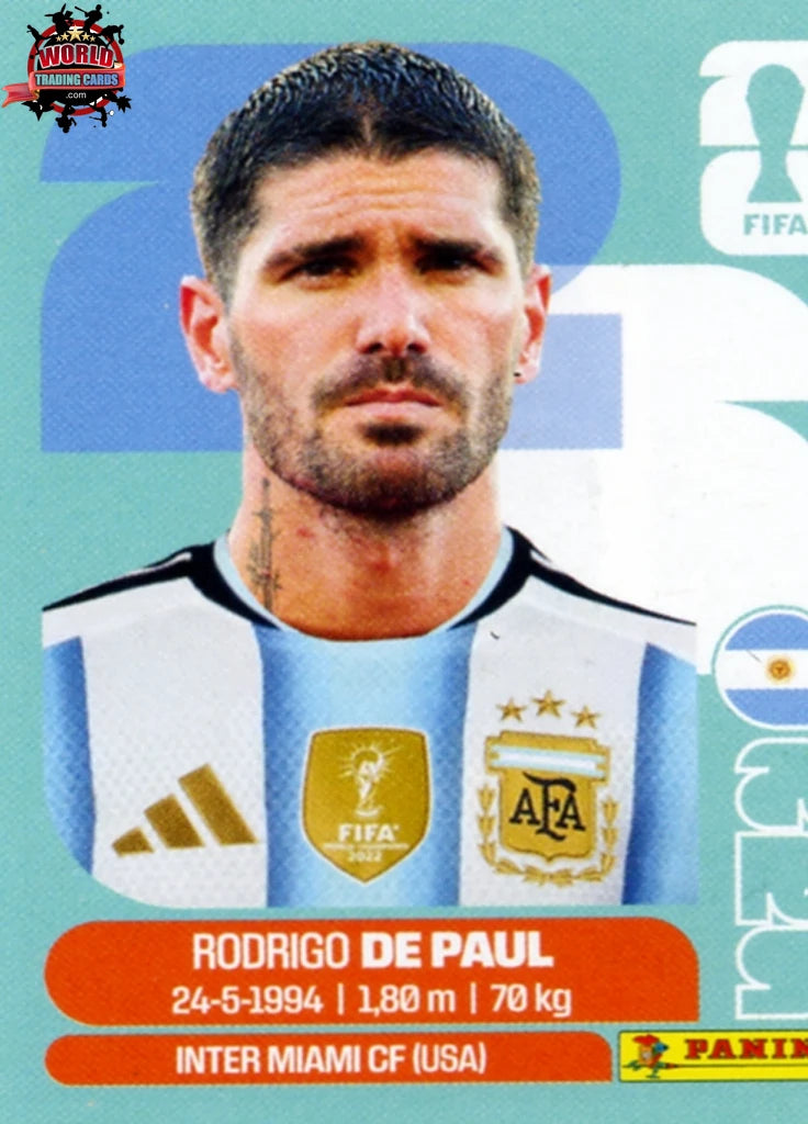 #ARG010 | Panini | Fifa World Cup Stickers | 2026 | Rodrigo De Paul | Argentina | Base