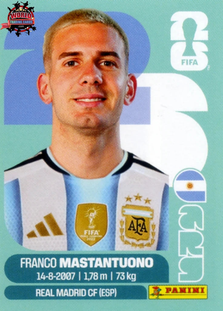 #ARG015 | Panini | Fifa World Cup Stickers | 2026 | Franco Mastantuono | Argentina | Base