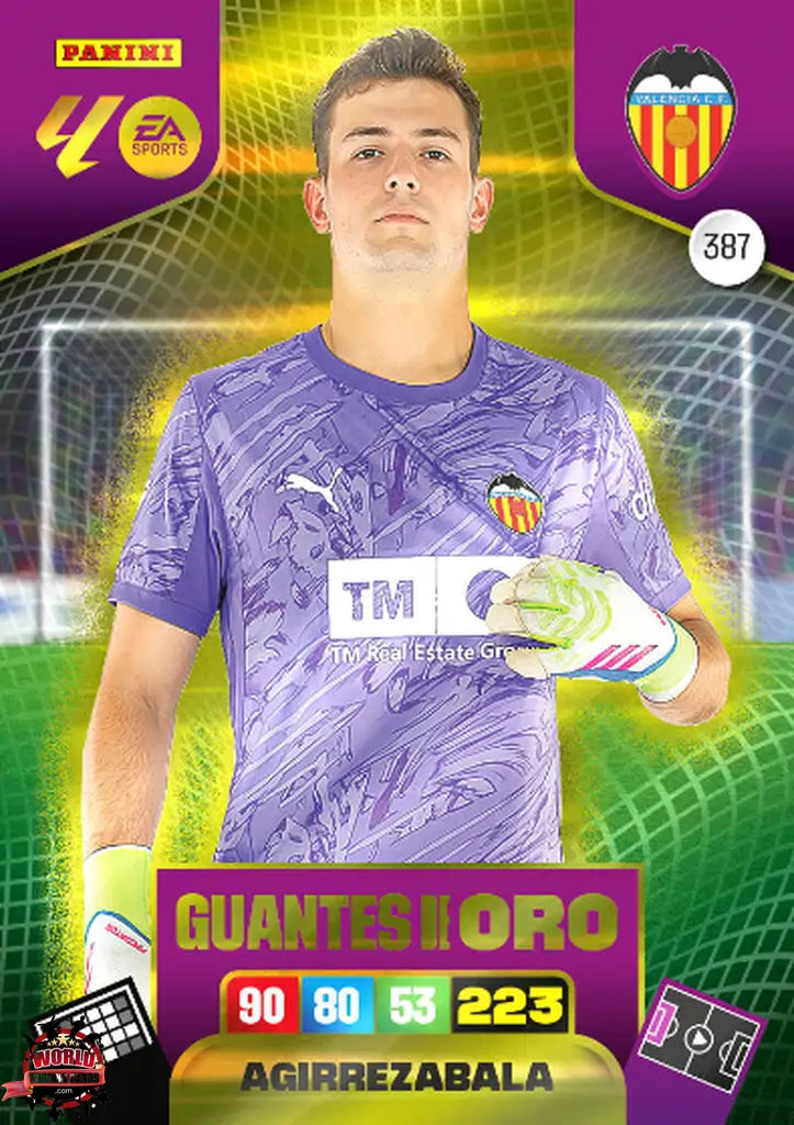 Agirrezabala - Valencia CF - Panini Adrenalyn XL - 2025-2026 - 387 - Guantes de Oro