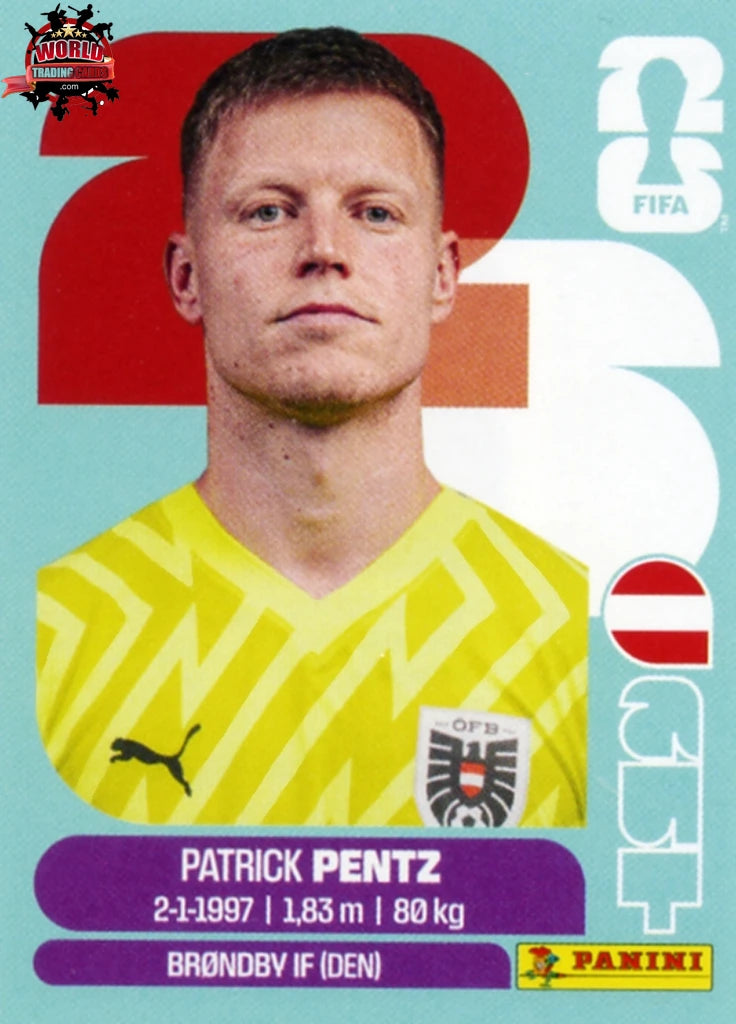 #AUT003 | Panini | Fifa World Cup Stickers | 2026 | Patrick Pentz | Austria | Base