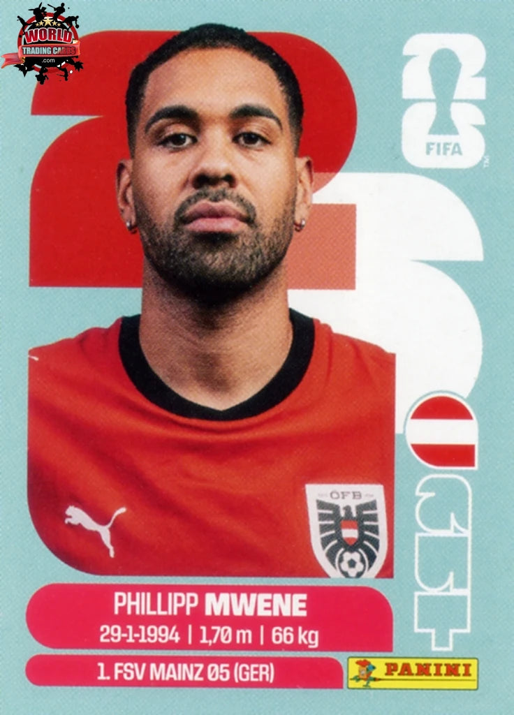 #AUT008 | Panini | Fifa World Cup Stickers | 2026 | Phillipp Mwene | Austria | Base