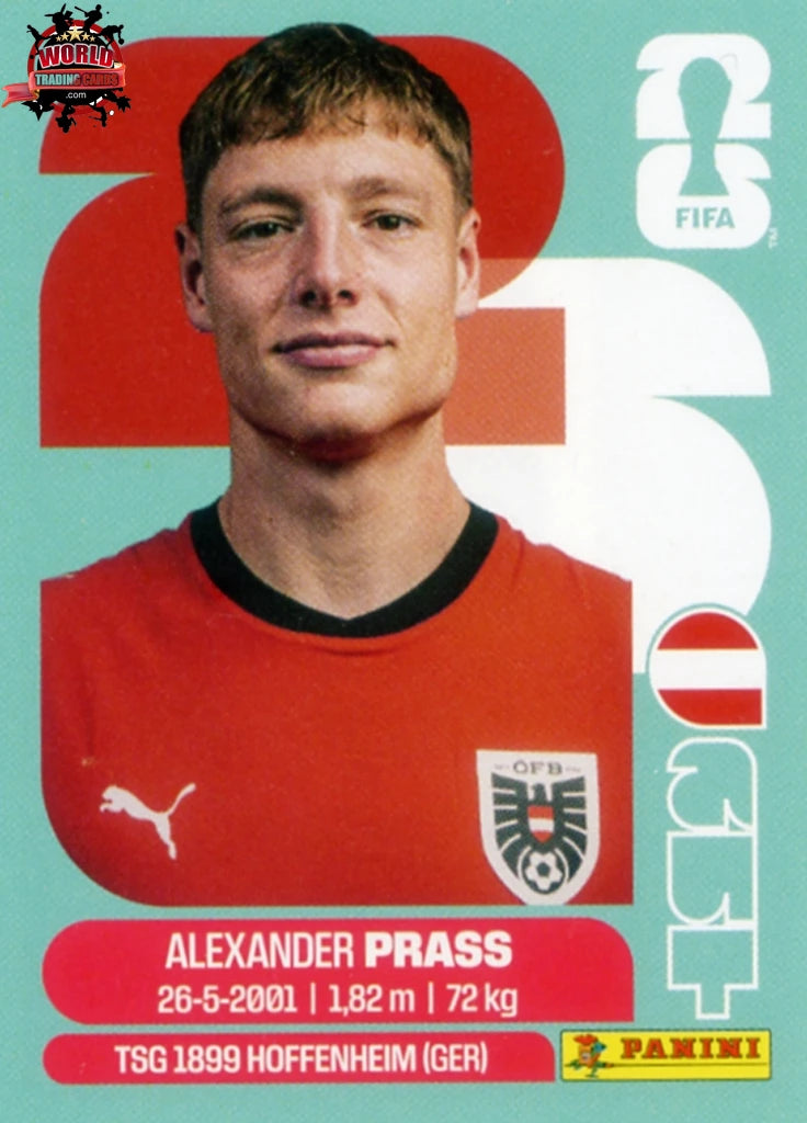 #AUT009 | Panini | Fifa World Cup Stickers | 2026 | Alexander Prass | Austria | Base