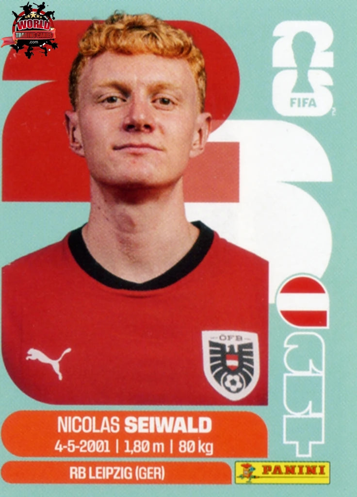 #AUT015 | Panini | Fifa World Cup Stickers | 2026 | Nicolas Seiwald | Austria | Base