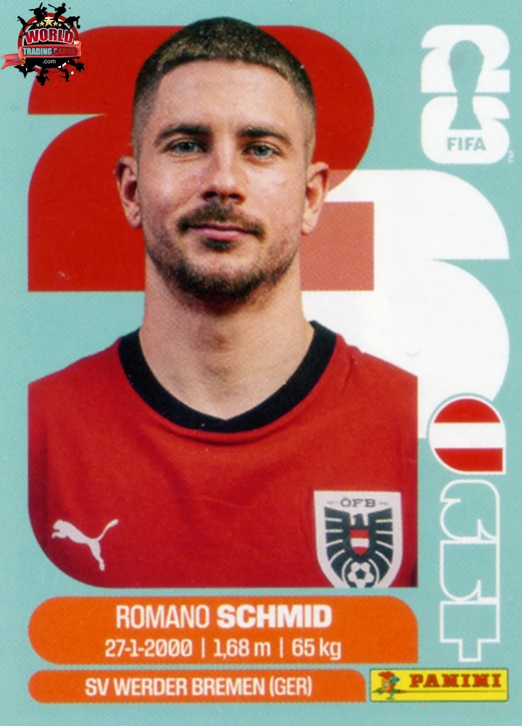 #AUT016 | Panini | Fifa World Cup Stickers | 2026 | Romano Schmid | Austria | Base