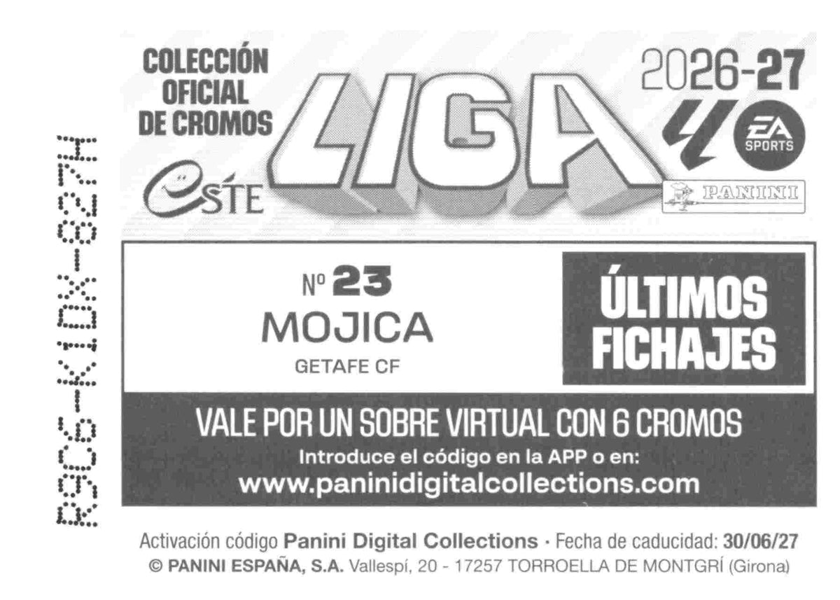 Panini | Liga Este | 2026-2027 | Getafe CF | Basico | #UF23 | Mojica | Últimos Fichajes | 3ª Edición