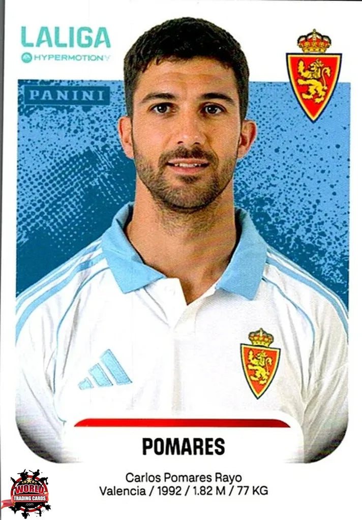 Cromo Trading Card Fútbol-Pomares  -Real Zaragoza-Panini La Liga HypermotionV 2025-2026-408B-Basico