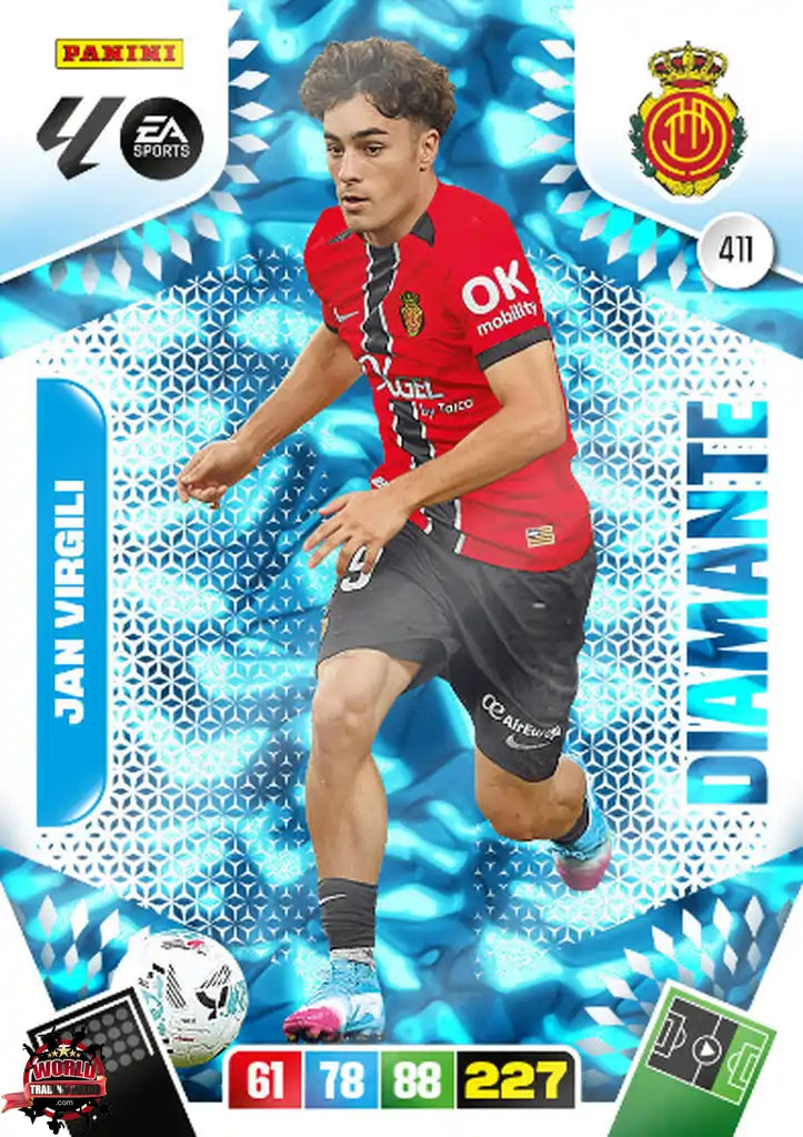 #411 | Adrenalyn XL | La Liga | 2025-2026 | Han Virgili | RCD Mallorca | Diamante