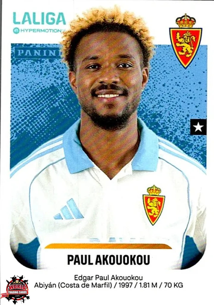 Cromo Trading Card Fútbol-Paul Akouokou-Real Zaragoza-Panini La Liga HypermotionV 2025-2026-412-Basico