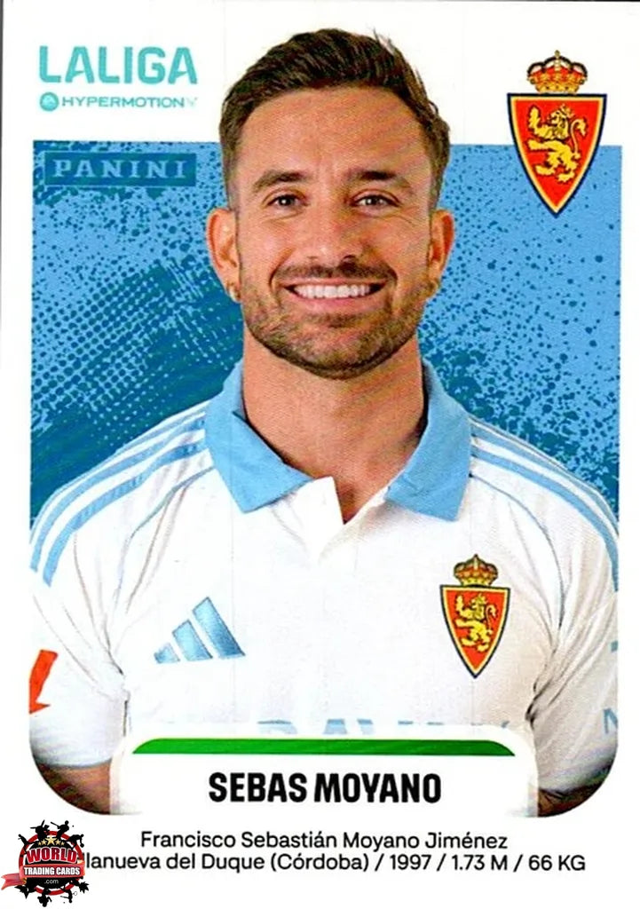 Cromo Trading Card Fútbol-Sebas Moyano-Real Zaragoza-Panini La Liga HypermotionV 2025-2026-416-Basico