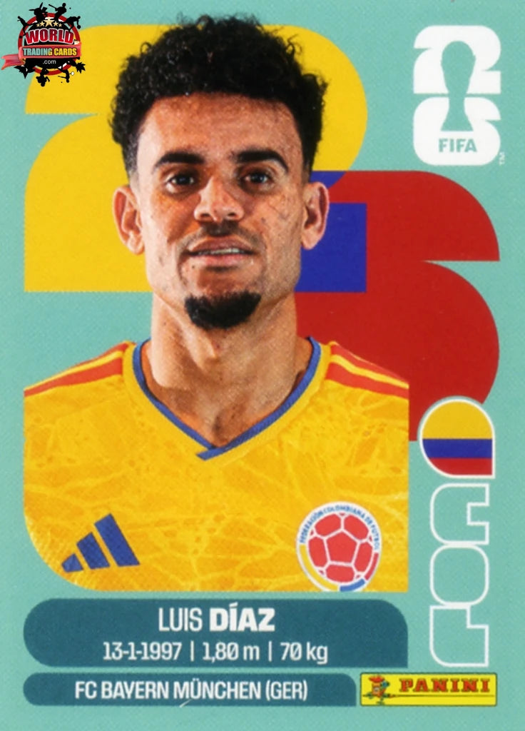#COL020 | Panini | Fifa World Cup Stickers | 2026 | Luis Diaz | Colombia | Base - International version