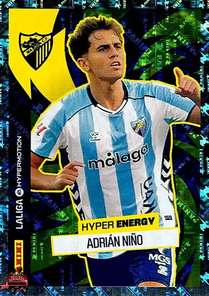 Cromo Trading Card Fútbol-Adrián Niño-Málaga CF-Panini La Liga HypermotionV 2025-2026-465-Hyper Energy