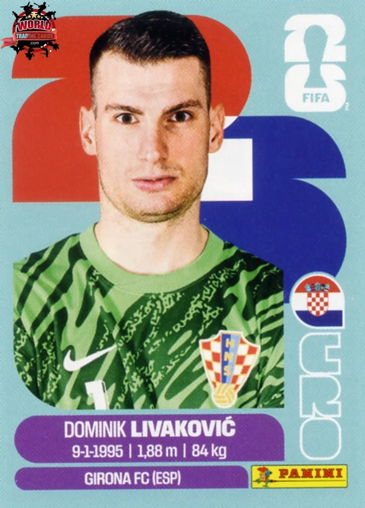 #CRO002 | Panini | Fifa World Cup Stickers | 2026 | Dominik Livaković | Croatia | Base - International version