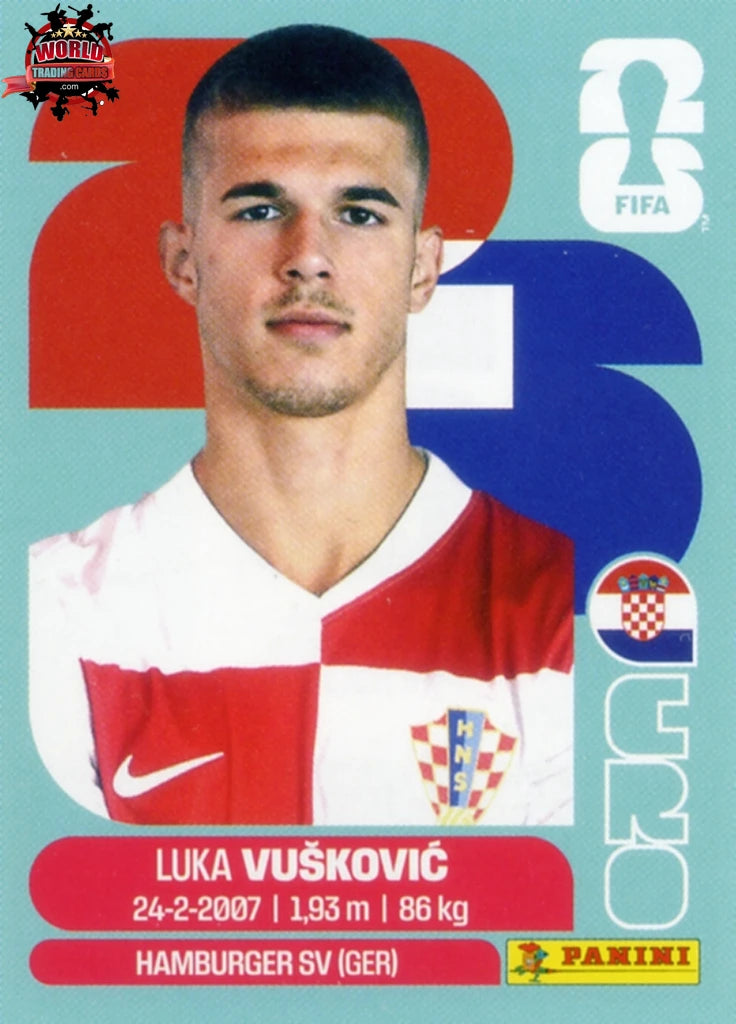 #CRO006 | Panini | Fifa World Cup Stickers | 2026 | Luka Vušković | Croatia | Base - International version