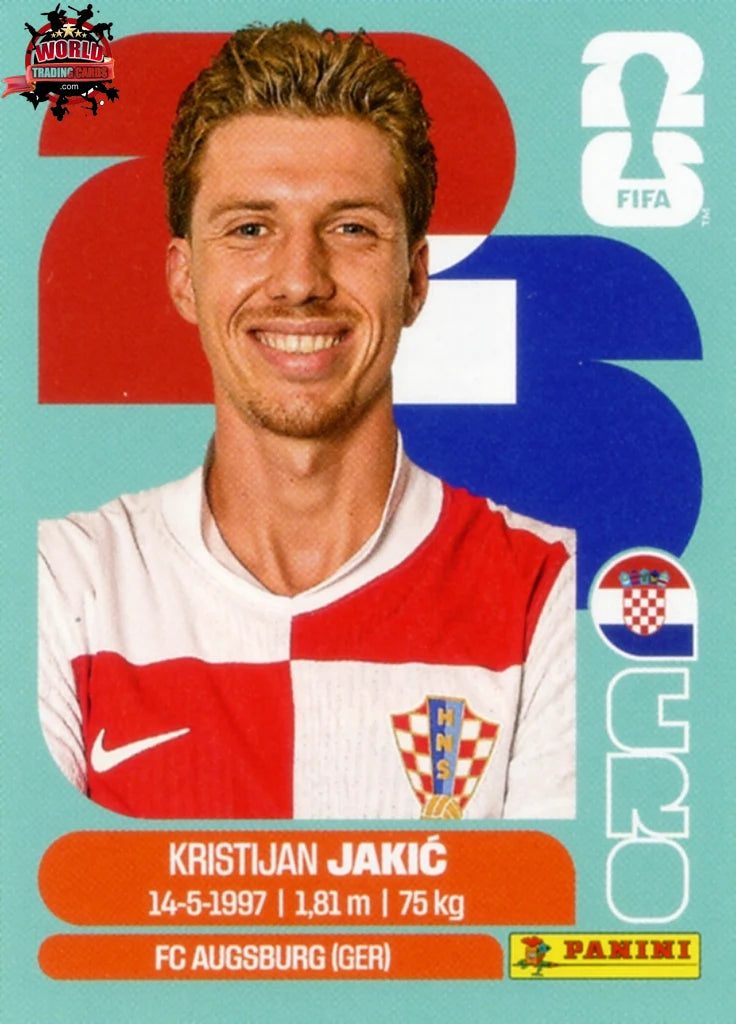 #CRO008 | Panini | Fifa World Cup Stickers | 2026 | Kristijan Jakic | Croatia | Base - International version