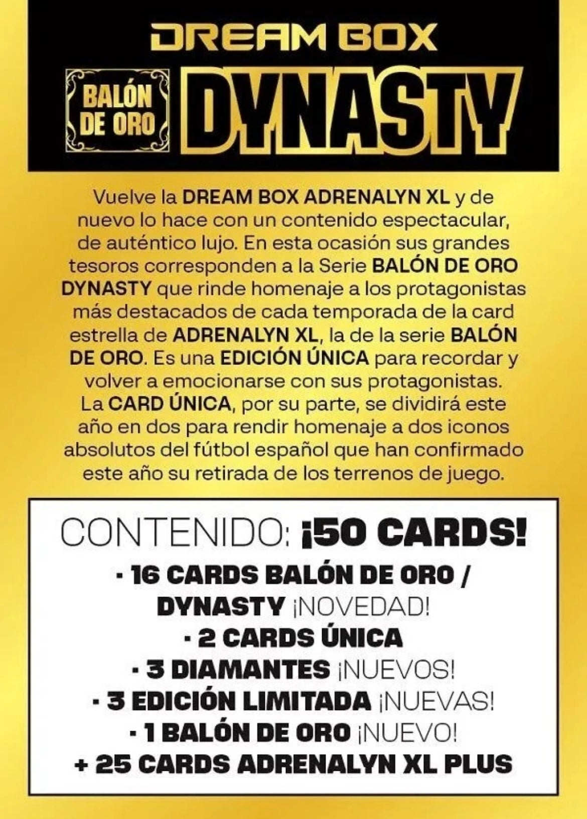 Panini Adrenalyn XL 2024 - 2025 Dream Box Balón de Oro DYNASTY 50 Cartas - 25 Exclusivas y aseguradas. ENVÍO GRATIS