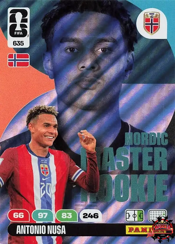 #635|Panini|Adrenlyn XL|FIFA World Cup|2026|Antonio Nusa - Master Rookie|Nordic Edition