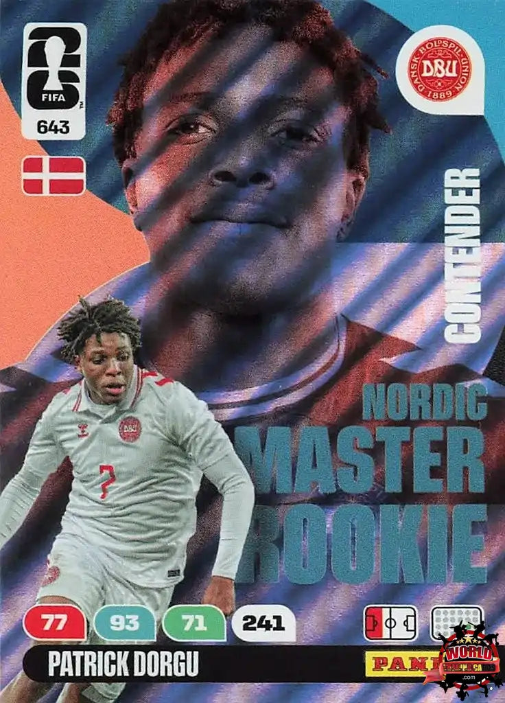 #643|Panini|Adrenlyn XL|FIFA World Cup|2026|Patrick Dorgu - Master Rookie|Nordic Edition