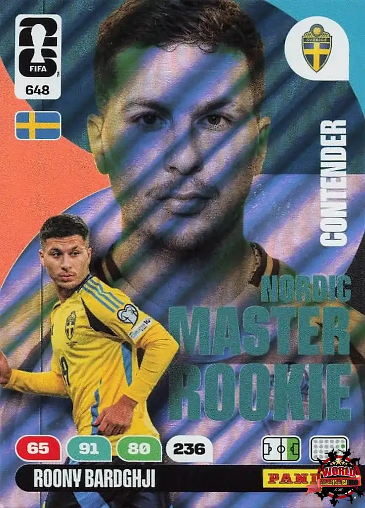 #648|Panini|Adrenlyn XL|FIFA World Cup|2026|Roony Bardghji - Master Rookie|Nordic Edition