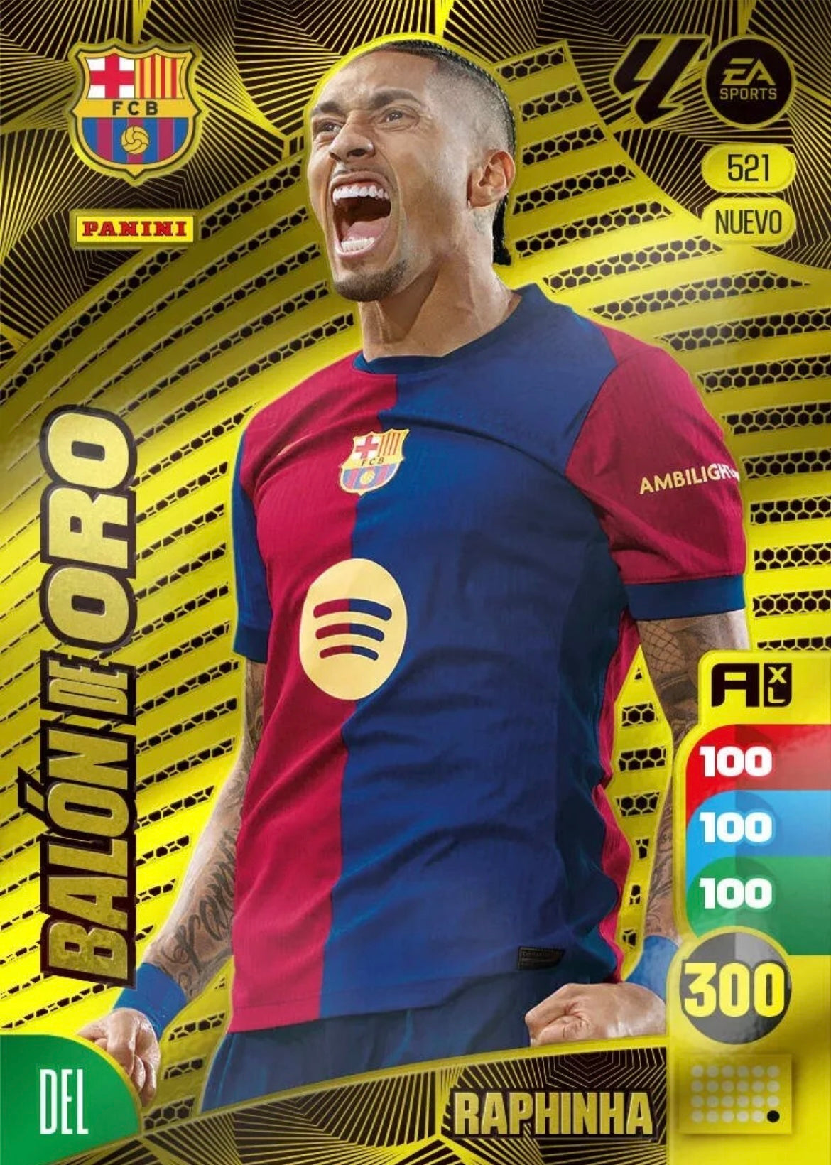 Panini Adrenalyn XL La Liga 2024/2025 - #521-. Raphinha - FC Barcelona - Balón de Oro - 2ª Edición, Cromo RAW