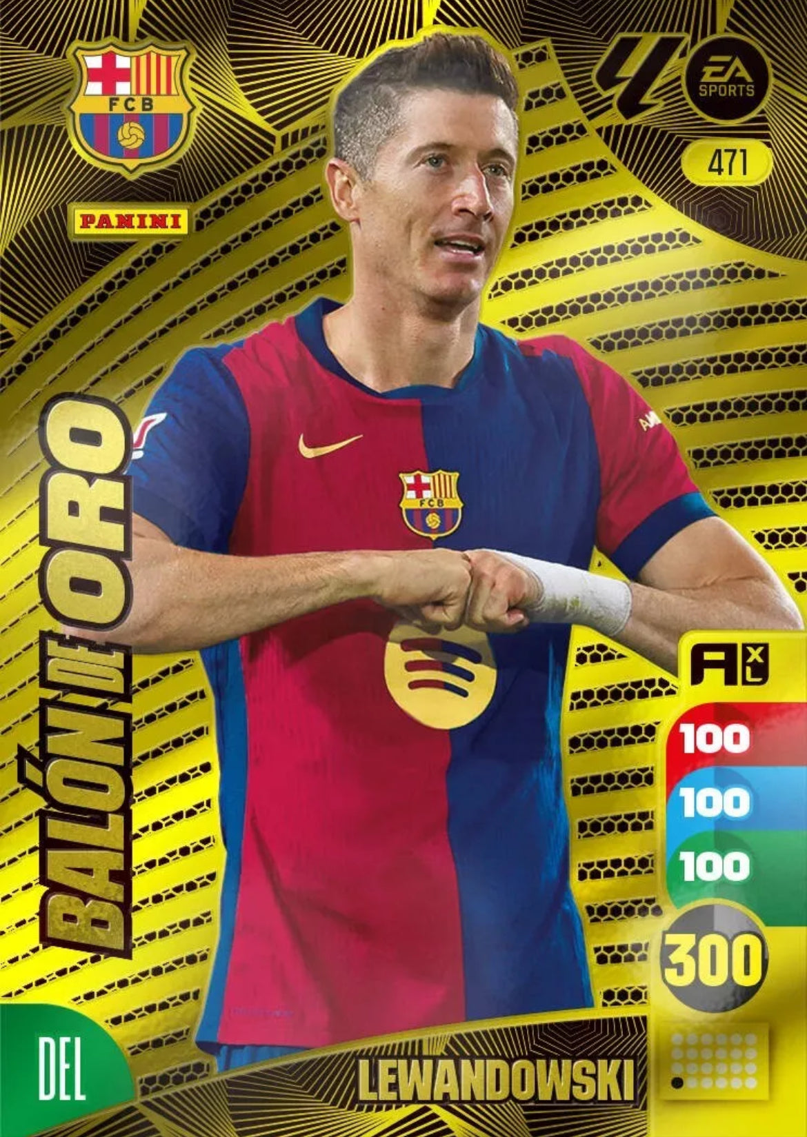 Panini Adrenalyn XL La Liga 2024/2025 - #471 - BALÓN DE ORO - LEWANDOWSKI - 1ª Edición, Cromo RAW