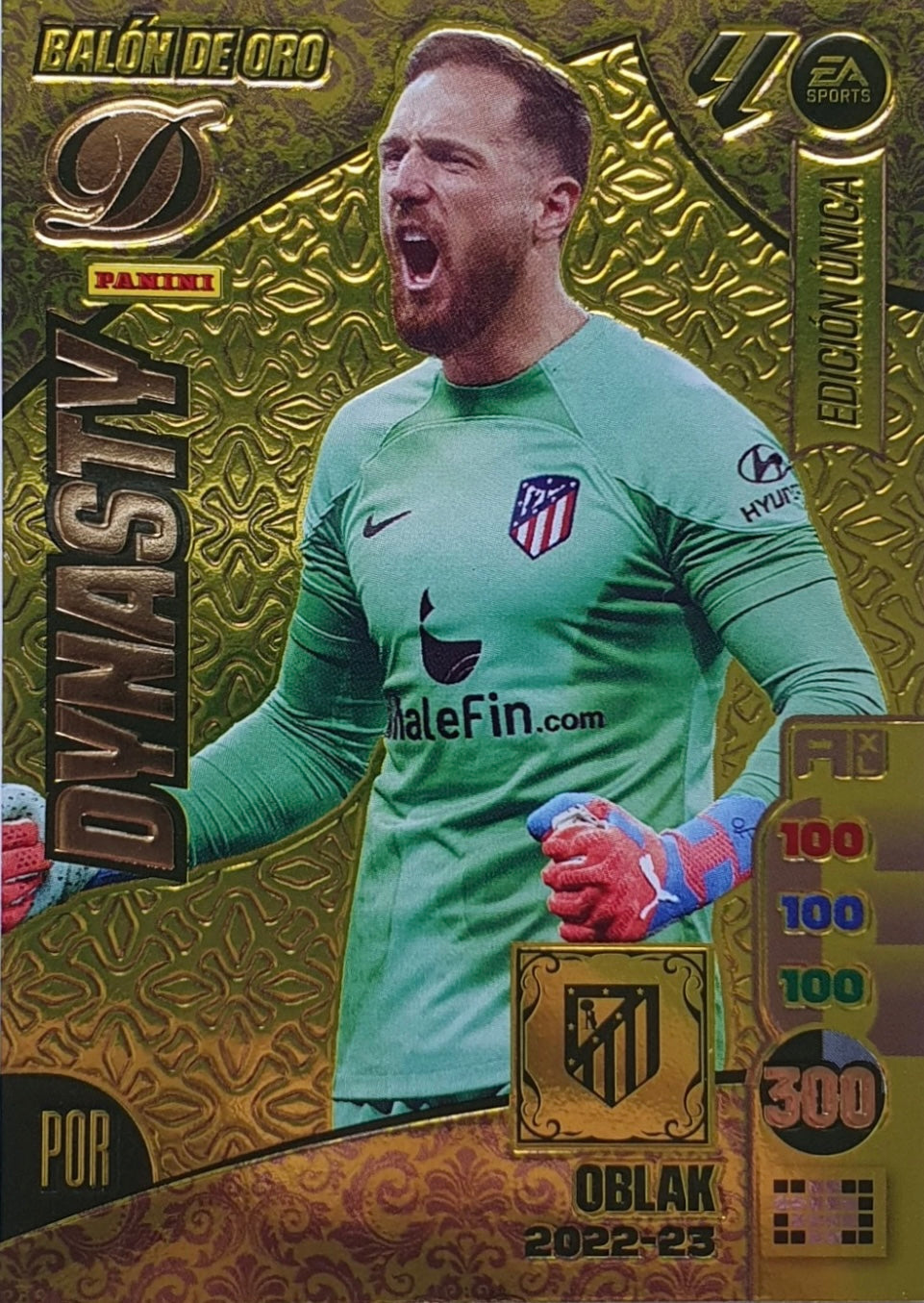 Panini Adrenalyn XL La Liga 2024/2025 - #DY/14 - Oblak - 2022-23 - Atlético de Madrid - Dynasty - Balón de Oro - Edición Única