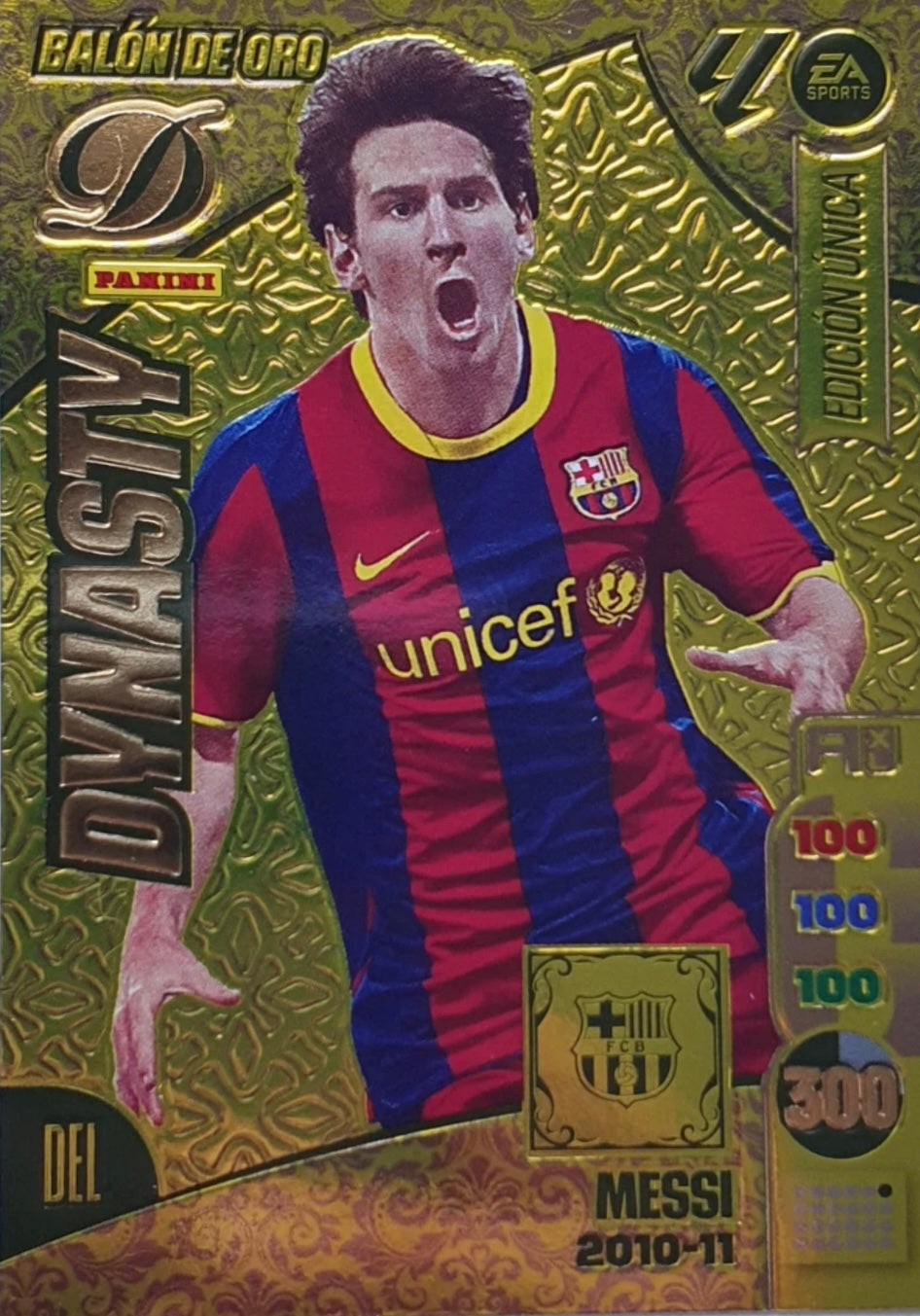 Panini Adrenalyn XL La Liga 2024/2025 - #DY/02 - Lionel Messi - 2010-11 - FC Barcelona - Dynasty - Balón de Oro - Edición Única