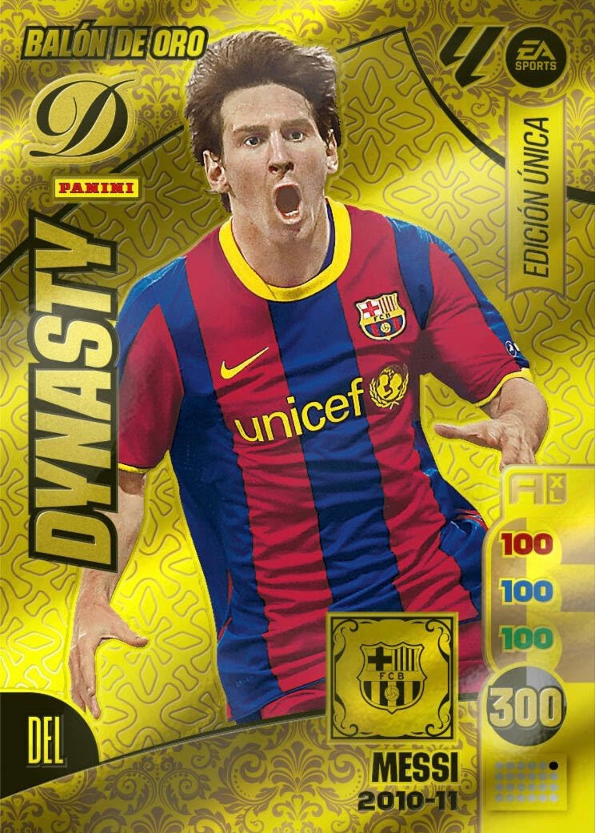 Panini Adrenalyn XL La Liga 2024/2025 - #DY/02 - Lionel Messi - 2010-11 - FC Barcelona - Dynasty - Balón de Oro - Edición Única