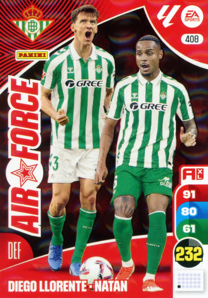 Panini Adrenalyn XL La Liga 2024/2025 - #408 - AIR FORCE - DIEGO LLORENTE / NATAN - BETIS - 1st Edition, RAW Card