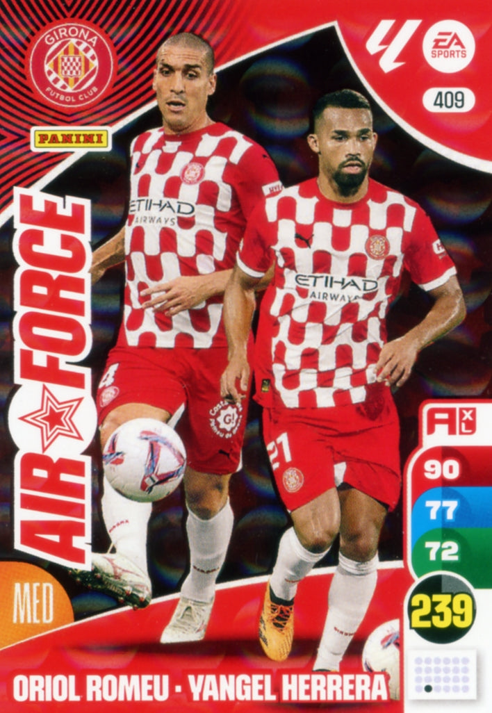 Panini Adrenalyn XL La Liga 2024/2025 - #409 - AIR FORCE - ORIOL ROMEU / YANGEL HERRERA - GIRONA - 1st Edition, RAW Chrome