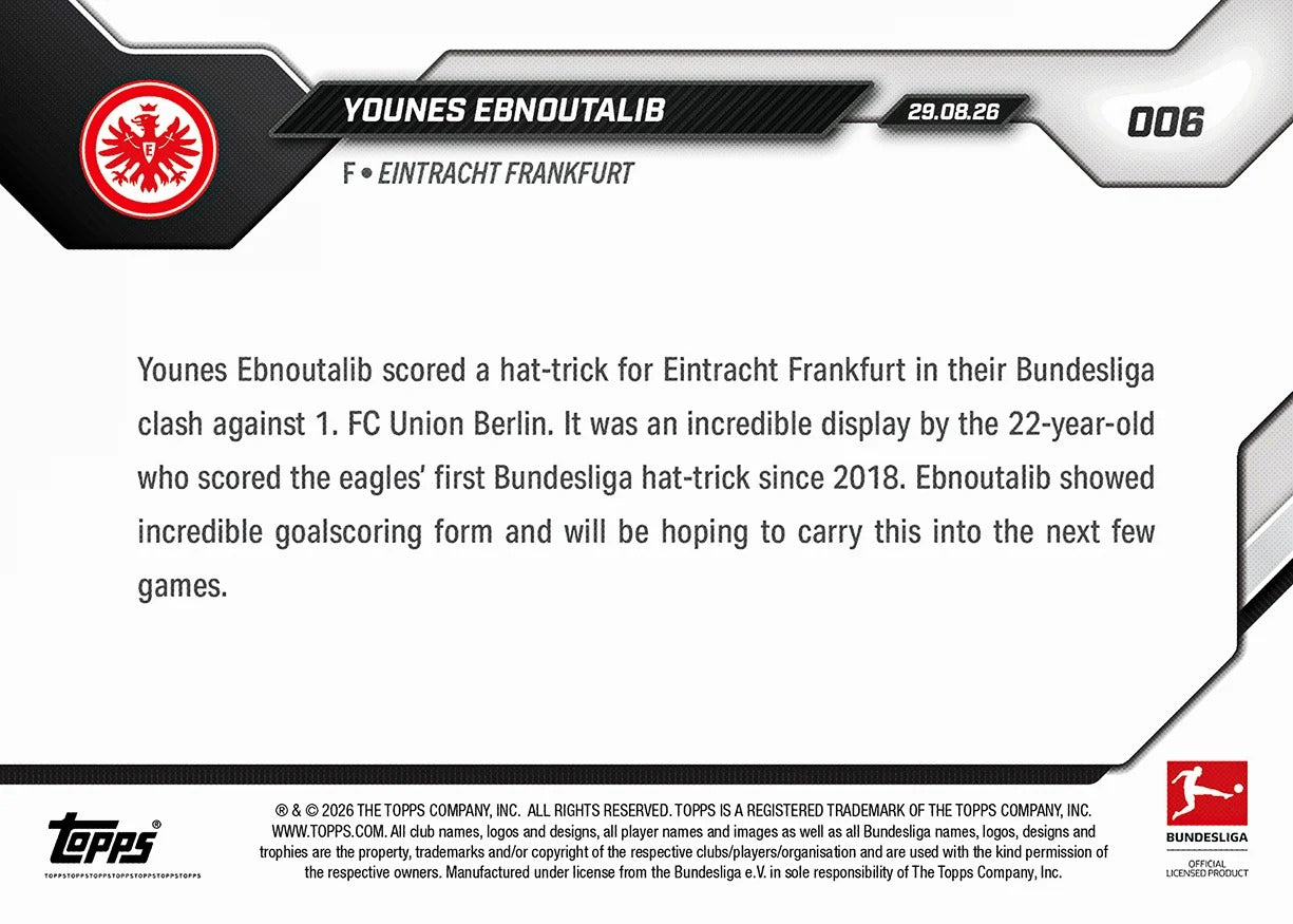 2026-27 | Topps | Now | Bundesliga | #006 | Younes Ebnoutalib | Base