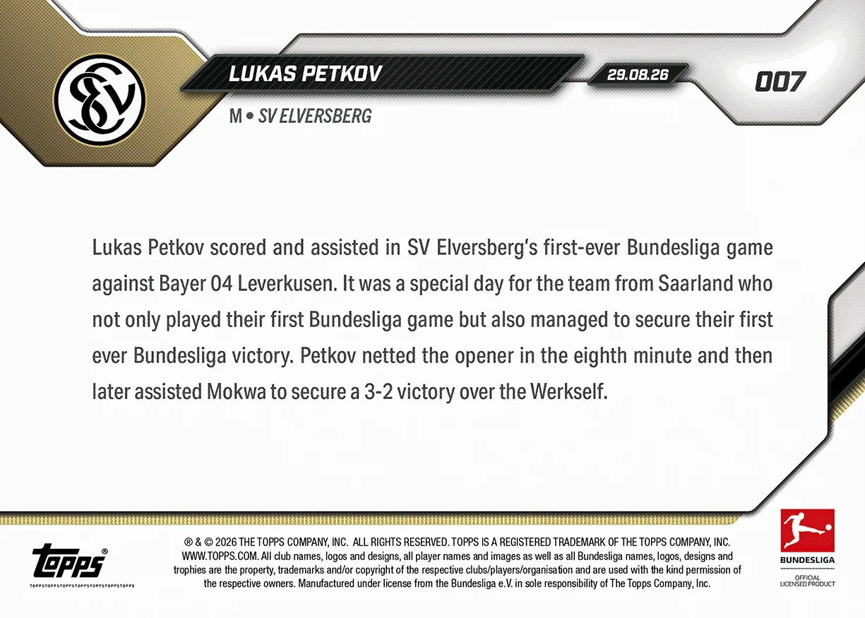 2026-27 | Topps | Now | Bundesliga | #007 | Lucas Petkov | Base
