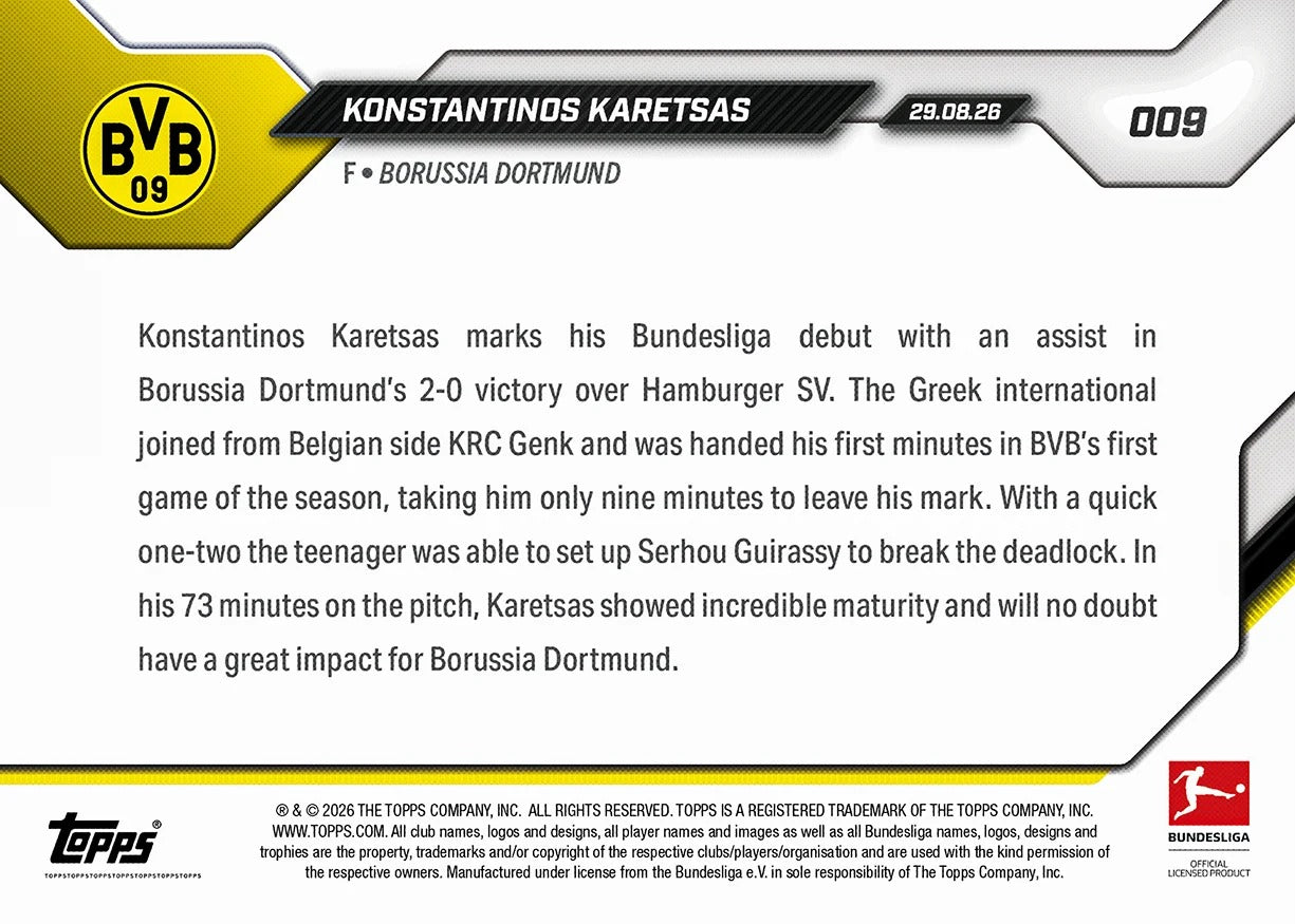 2026-27 | Topps | Now | Bundesliga | #009 | Konstantinos Karetsas | Base