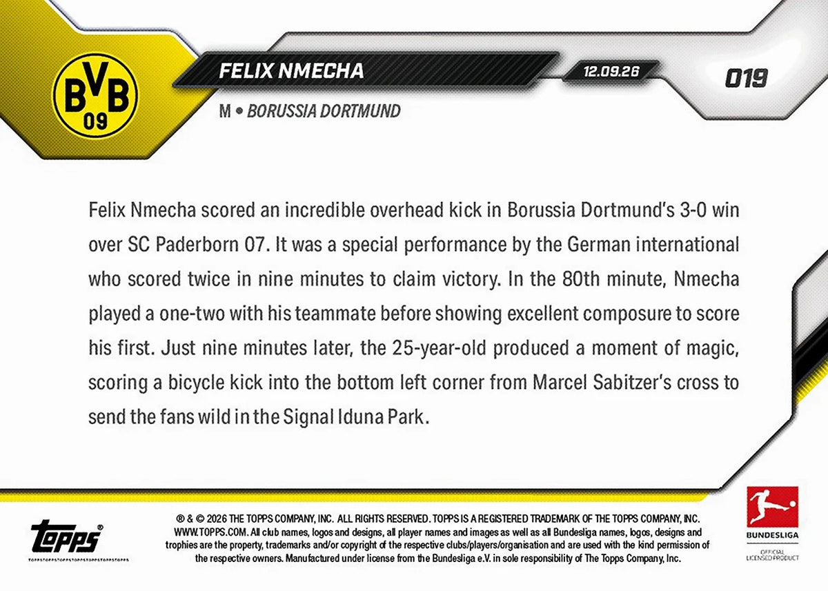 2026-27 | Topps | Now | Bundesliga | #019 | Felix Nmecha | Base