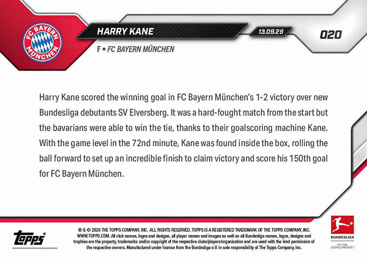 2026-27 | Topps | Now | Bundesliga | #020 | Harry Kane | Base