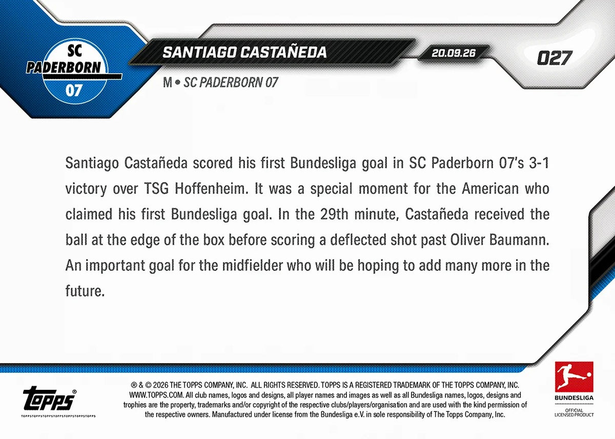 2026-27 | Topps | Now | Bundesliga | #027 | Santiago Castañeda | Base