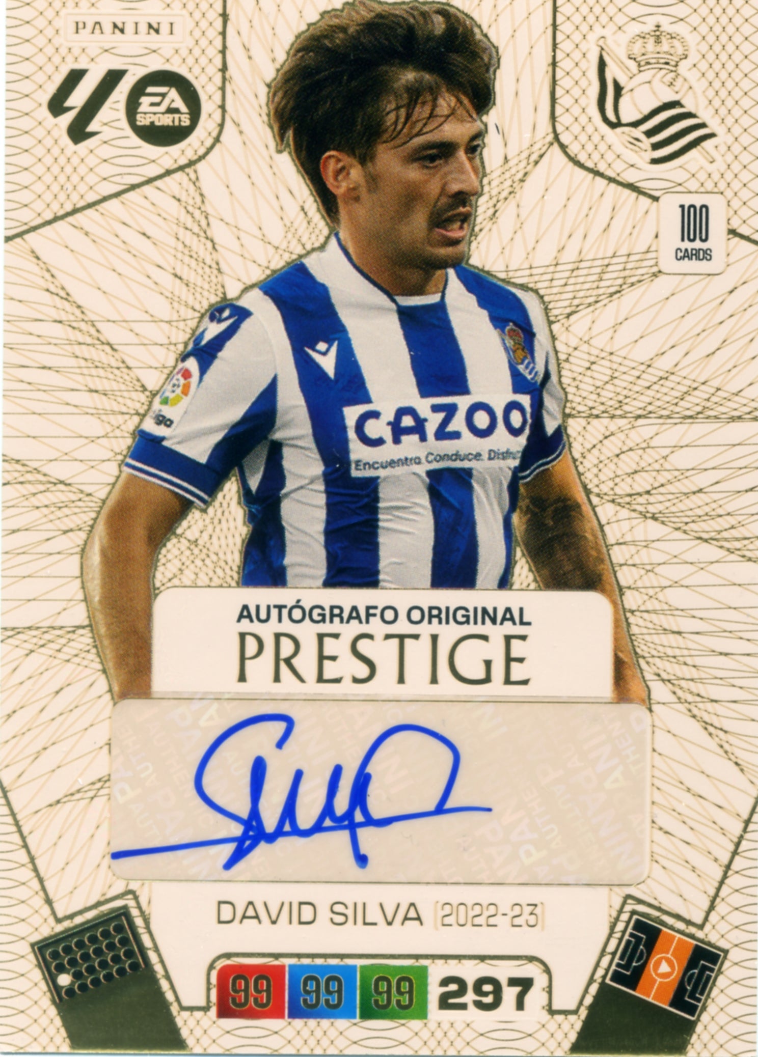 David Silva - Real Sociedad - 2022-23 - Autógrafo Original Prestige 100 Copias - Panini Adrenalyn XL La Liga - 2025-2026