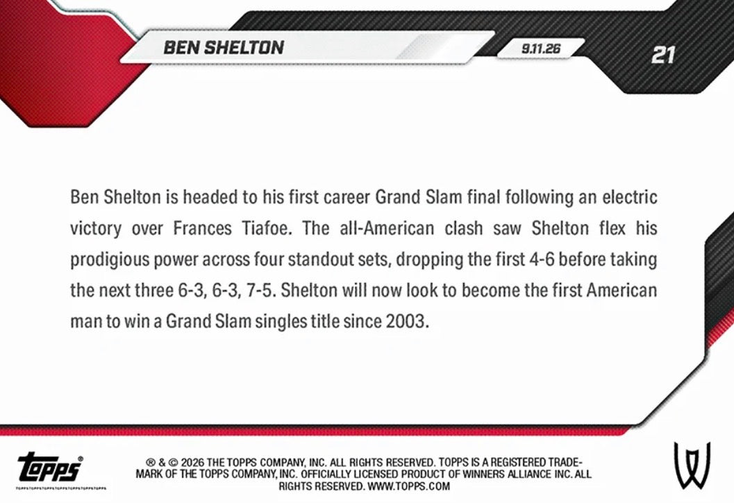 2026 | Topps | Now | Tennis | #021 | Ben Shelton | Base